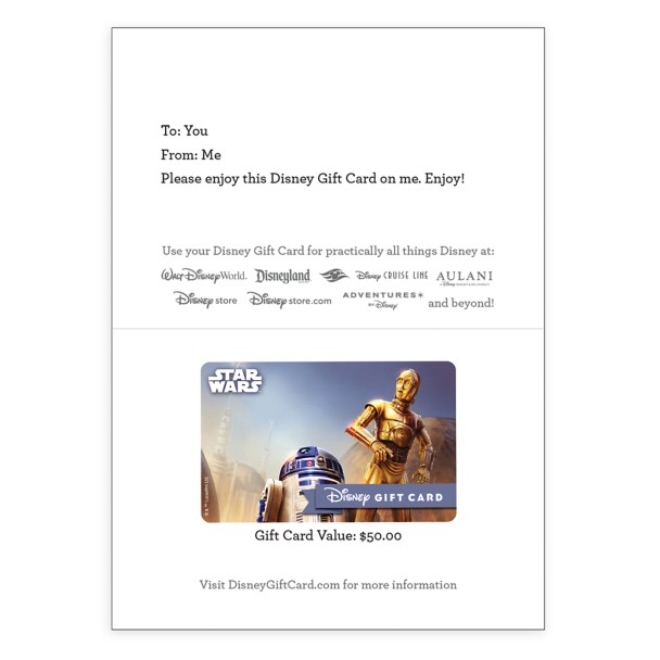 R2-D2 and C-3PO Disney Gift Card – Star Wars