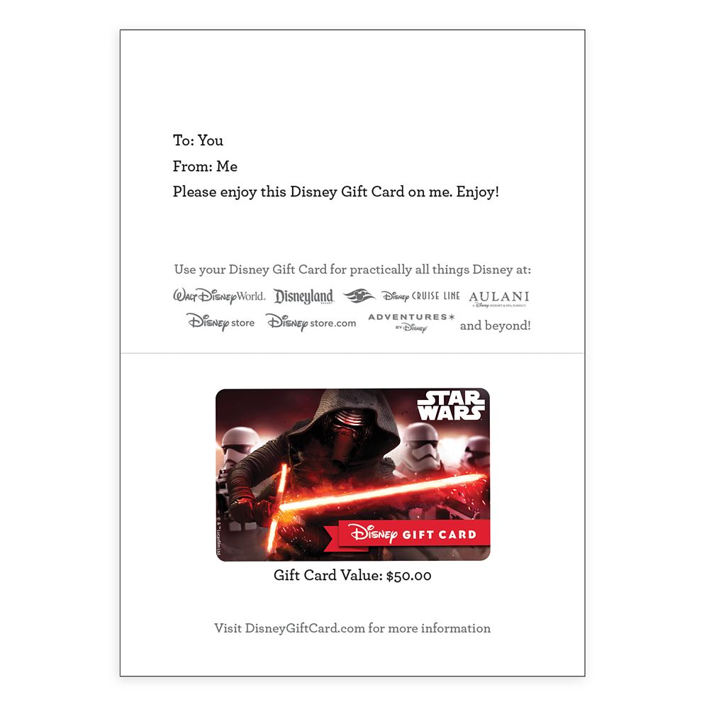 Kylo Ren Disney Gift Card &ndash; Star Wars