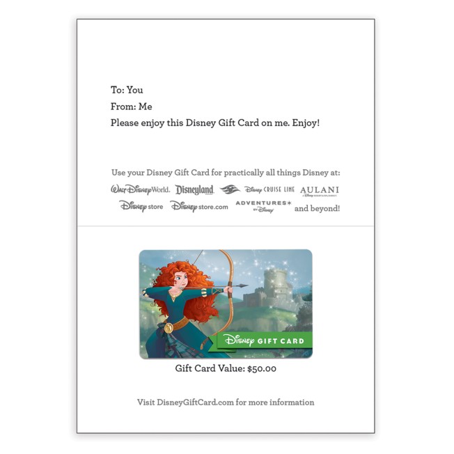 $0 DISNEY STORE Brave Merida 2012 Gift Card 