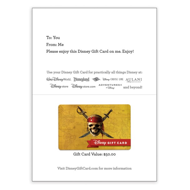 Pirates of the Caribbean Disney Gift Card
