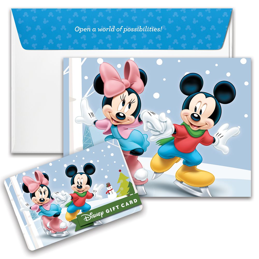 Mickey and Minnie Mouse Winter Skating Disney Gift Card