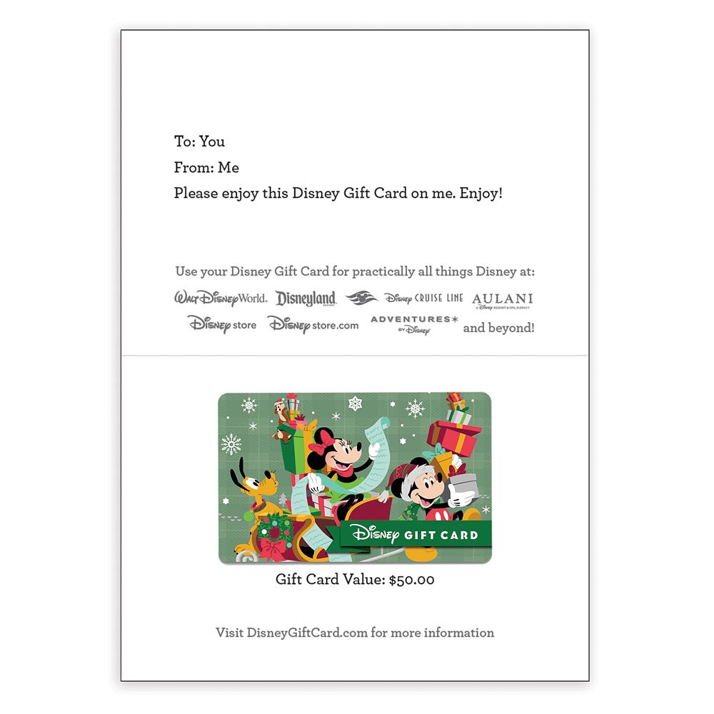 Mickey Mouse and Friends Holiday Nice List Disney Gift Card