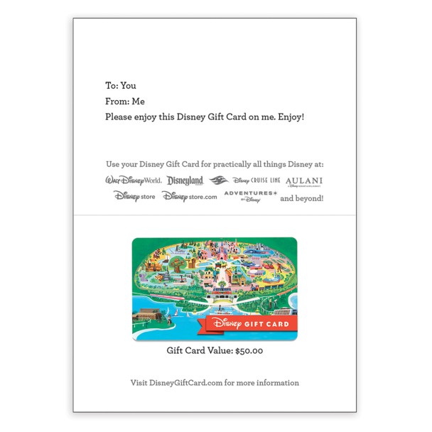 Walt Disney World Retro Map Disney Gift Card