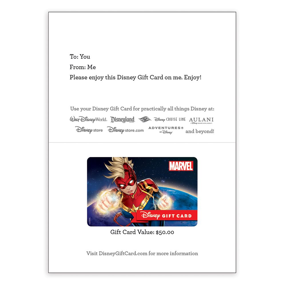 Captain Marvel Disney Gift Card