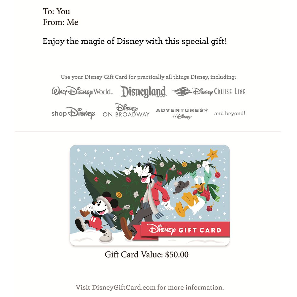 Mickey Mouse and Friends Holiday Disney Gift Card
