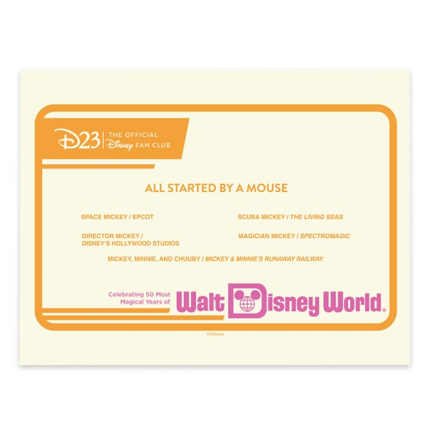 D23 Exclusive Walt Disney World 50th Anniversary Pin Set – ''All Started by a Mouse'' – Limited Edition