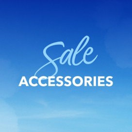 Blue sky background with "sale accessories" text in white.