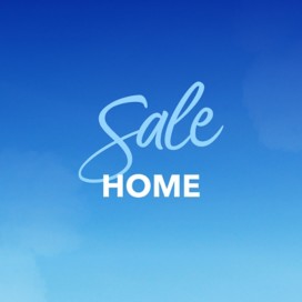 Blue sky background with "sale home" text in white.