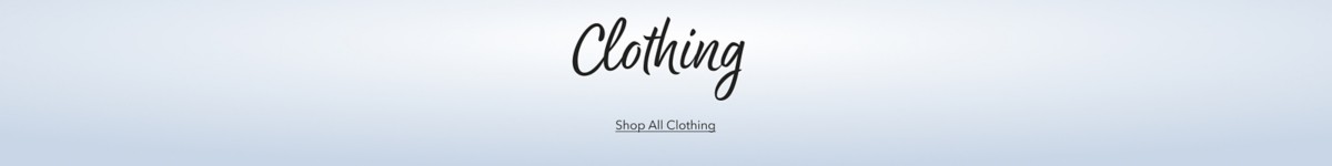 Gray banner with text: “Clothing. Shop all clothing.