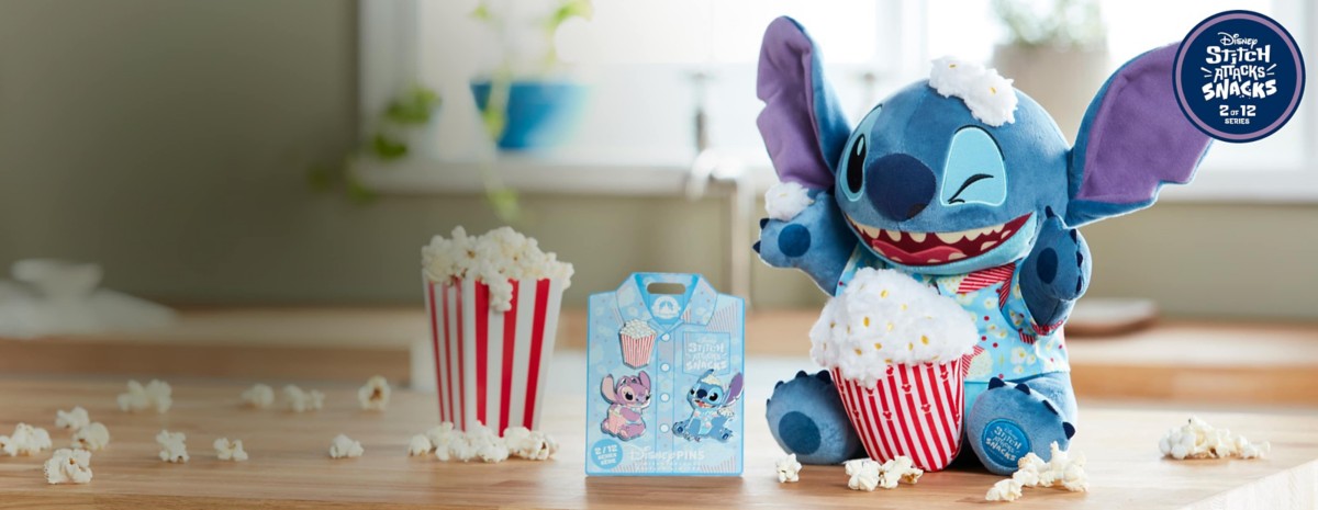 The next craveable snack to pop up in this series is an all-time favorite: popcorn! As you can see, Stitch’s love for the fluffy, buttery snack can get a little out of hand.