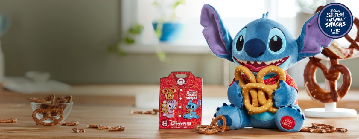 Stitch kicks off his snack attack series with pretzels! The dippable, bendy and braided must-have for when he’s low on fuel for his mischievous adventures.